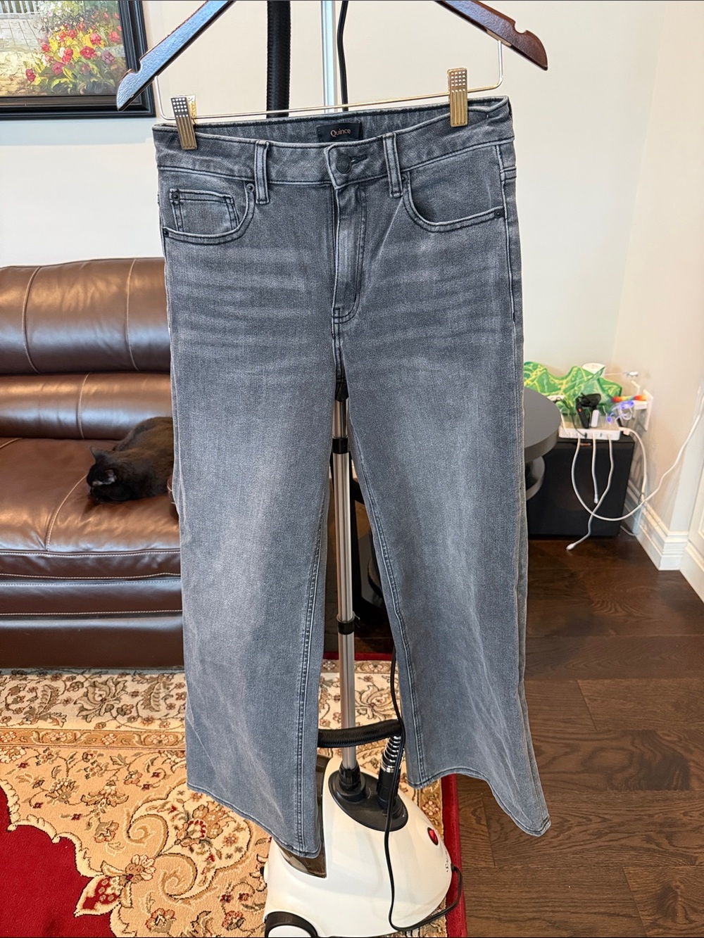 Quince Women's Washed Gray Bella wide leg Jeans